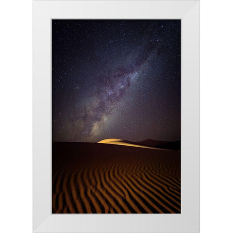 Milky Way Over The Dunes Of Sossusvlei-Namibia White Modern Wood Framed Art Print by Deakin, Karen