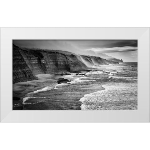 Magoito Beach White Modern Wood Framed Art Print by Tomaz Silva, Filipe