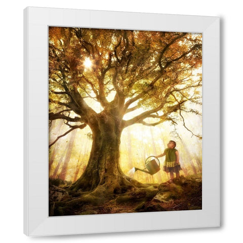 Growing Up Is Made Of Small Things White Modern Wood Framed Art Print by Kiciak, Christophe