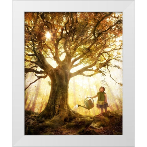 Growing Up Is Made Of Small Things White Modern Wood Framed Art Print by Kiciak, Christophe