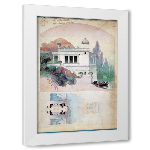 Billiard Room White Modern Wood Framed Art Print by Chancel, Adrien