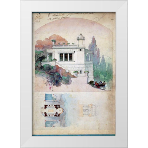 Billiard Room White Modern Wood Framed Art Print by Chancel, Adrien