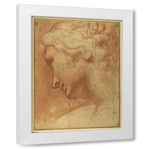 The Head of a Young Woman  White Modern Wood Framed Art Print by Caracci, Agostino