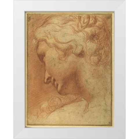 The Head of a Young Woman  White Modern Wood Framed Art Print by Caracci, Agostino