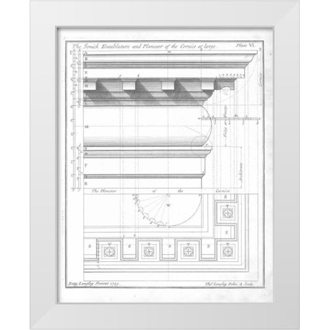 The Ionic Entablature White Modern Wood Framed Art Print by Langley, Batty