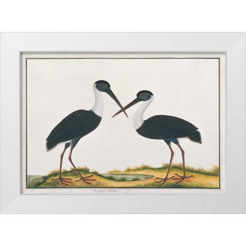 Bangou Eatan, Crane White Modern Wood Framed Art Print by Anonymous