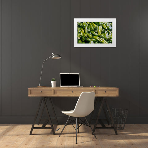 Green Chiles White Modern Wood Framed Art Print by Blue, Cyril