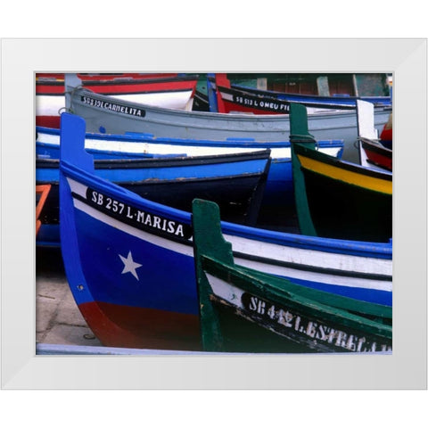 Fishing Boats, Morocco White Modern Wood Framed Art Print by Blue, Cyril