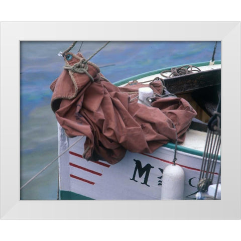 Fishing Boat, Morocco White Modern Wood Framed Art Print by Blue, Cyril