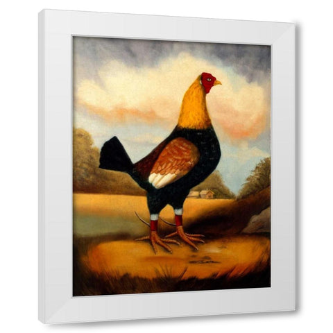 Second Fighting Cock White Modern Wood Framed Art Print by Churchill, Alexandra