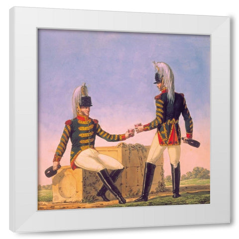French Army, 1er Regiment de Cuirassiers White Modern Wood Framed Art Print by Vernet, Carle