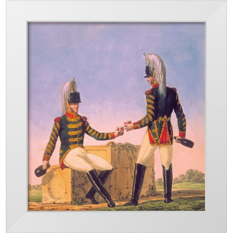 French Army, 1er Regiment de Cuirassiers White Modern Wood Framed Art Print by Vernet, Carle