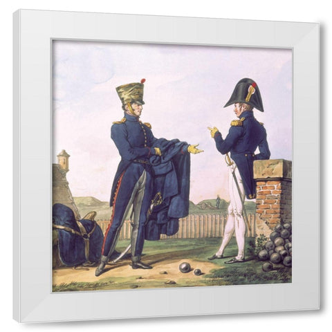 French Army, Artilleurs White Modern Wood Framed Art Print by Vernet, Carle