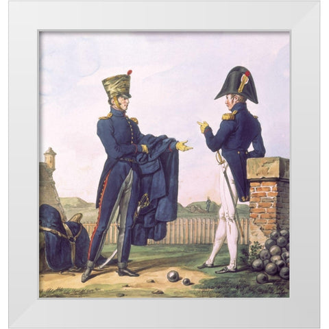 French Army, Artilleurs White Modern Wood Framed Art Print by Vernet, Carle