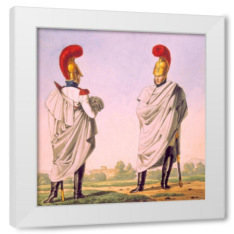 French Army, Reg de Carabiniers White Modern Wood Framed Art Print by Vernet, Carle