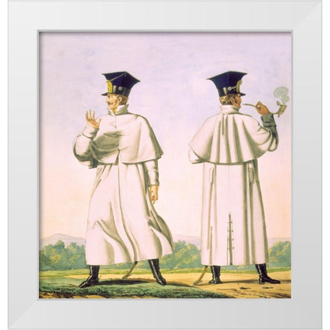 French Army, Lanciers Polonais White Modern Wood Framed Art Print by Vernet, Carle