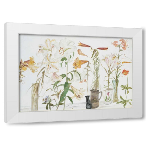 Lilies and Passion Flower White Modern Wood Framed Art Print by Blackadder, Elizabeth