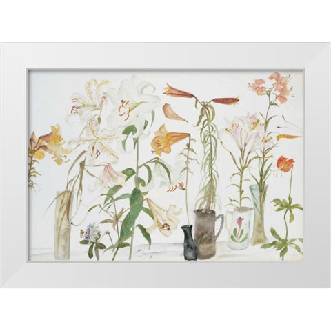 Lilies and Passion Flower White Modern Wood Framed Art Print by Blackadder, Elizabeth