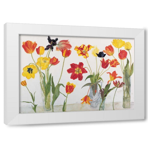 Red and Yellow Tulips White Modern Wood Framed Art Print by Blackadder, Elizabeth