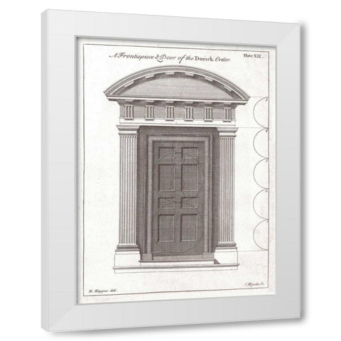 Door, Doric Order White Modern Wood Framed Art Print by Hoppus, Edward