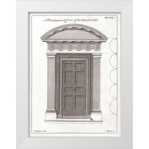 Door, Doric Order White Modern Wood Framed Art Print by Hoppus, Edward