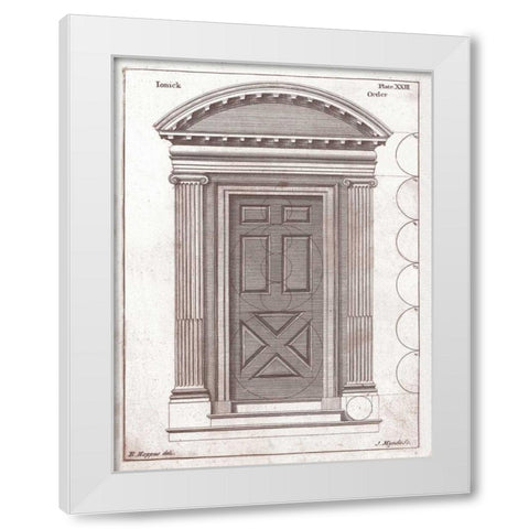 Door, Ionic Order White Modern Wood Framed Art Print by Hoppus, Edward