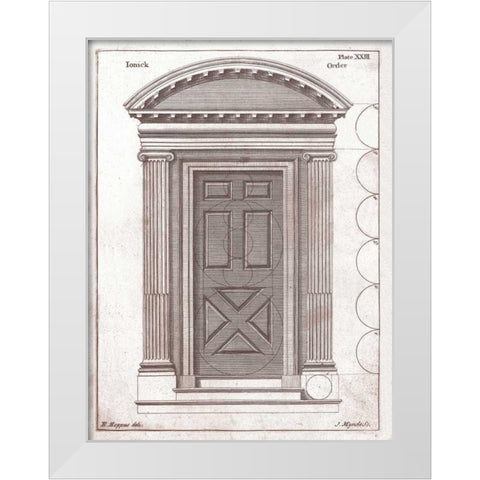 Door, Ionic Order White Modern Wood Framed Art Print by Hoppus, Edward