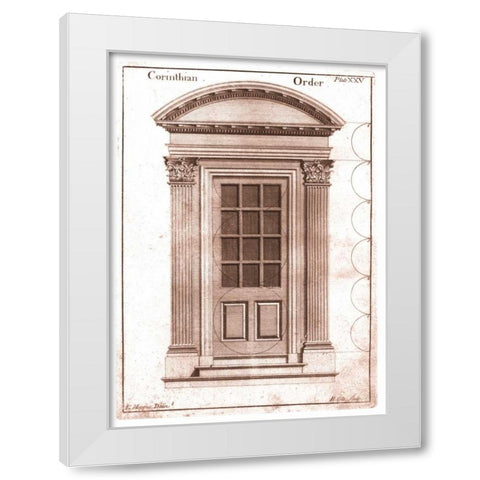 Door, Corinthian Order White Modern Wood Framed Art Print by Hoppus, Edward