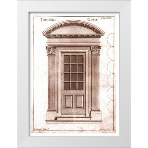 Door, Corinthian Order White Modern Wood Framed Art Print by Hoppus, Edward