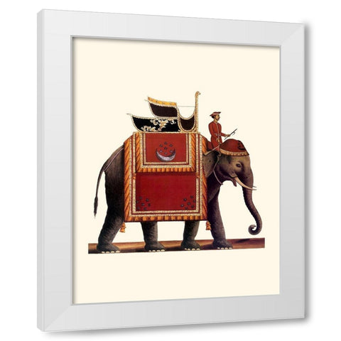 Indian Ceremonial Elephant- Red White Modern Wood Framed Art Print by Anonymous