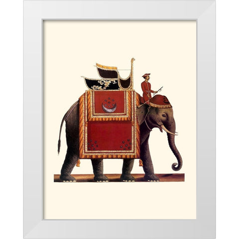 Indian Ceremonial Elephant- Red White Modern Wood Framed Art Print by Anonymous