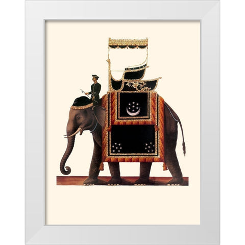 Indian Ceremonial Elephant- Black White Modern Wood Framed Art Print by Anonymous