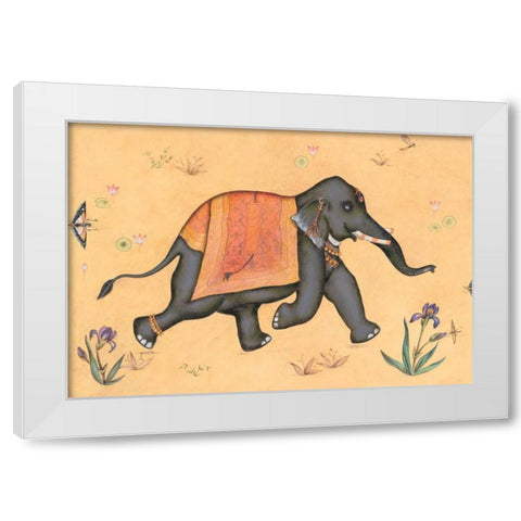 Elephant-Indian Animals White Modern Wood Framed Art Print by Gynn, Fran