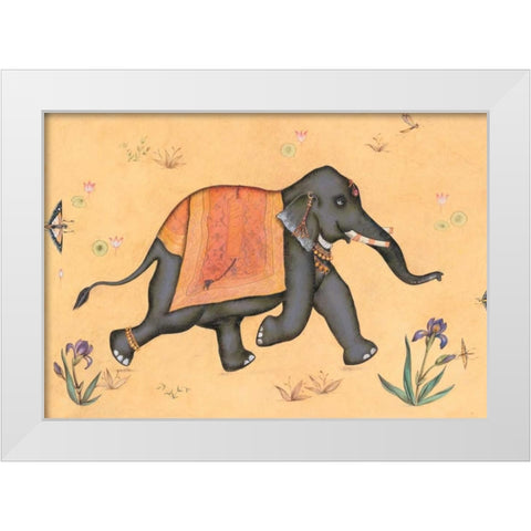 Elephant-Indian Animals White Modern Wood Framed Art Print by Gynn, Fran