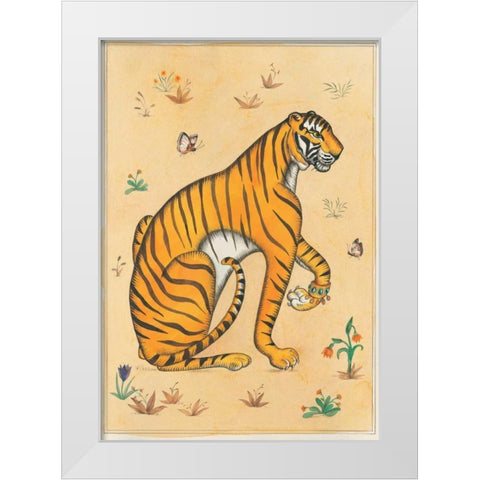 Tiger-Indian Animals White Modern Wood Framed Art Print by Gynn, Fran