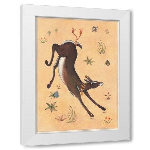 Black Deer-Doe-Indian Animals White Modern Wood Framed Art Print by Gynn, Fran