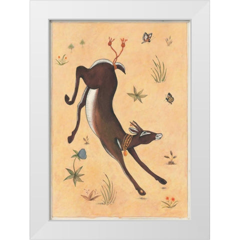 Black Deer-Doe-Indian Animals White Modern Wood Framed Art Print by Gynn, Fran
