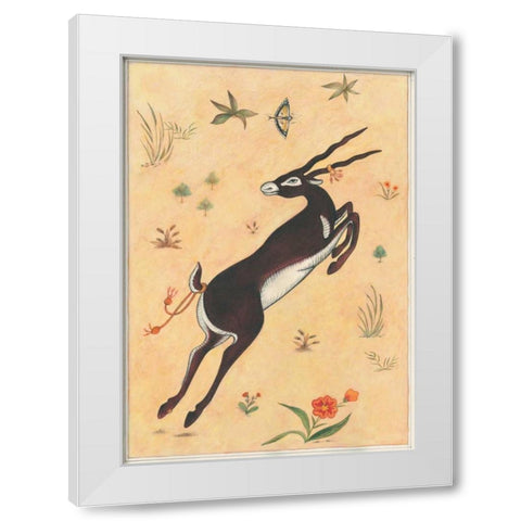 Black Deer-Buck-Indian Animals White Modern Wood Framed Art Print by Gynn, Fran