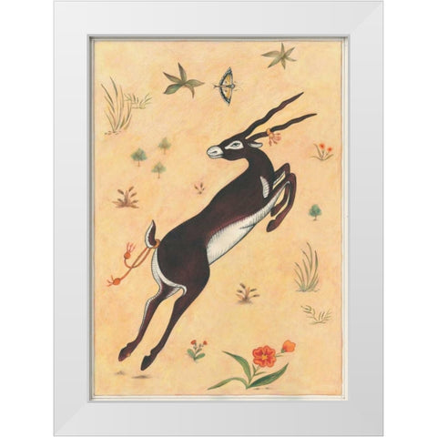 Black Deer-Buck-Indian Animals White Modern Wood Framed Art Print by Gynn, Fran