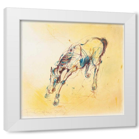 Bucking Horse Study White Modern Wood Framed Art Print by Gynn, Fran