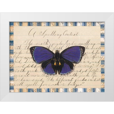 Butterfly Collage, Spelling Contest White Modern Wood Framed Art Print by Gould-Porter, William