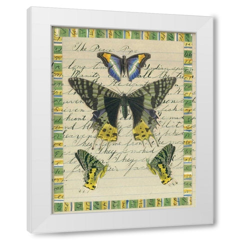 Butterfly Collage, Peace Pipe White Modern Wood Framed Art Print by Gould-Porter, William