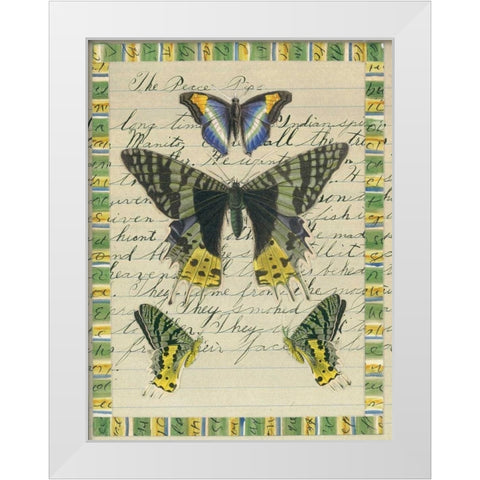 Butterfly Collage, Peace Pipe White Modern Wood Framed Art Print by Gould-Porter, William