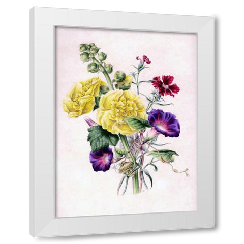 Hollyhocks White Modern Wood Framed Art Print by Andrews, James