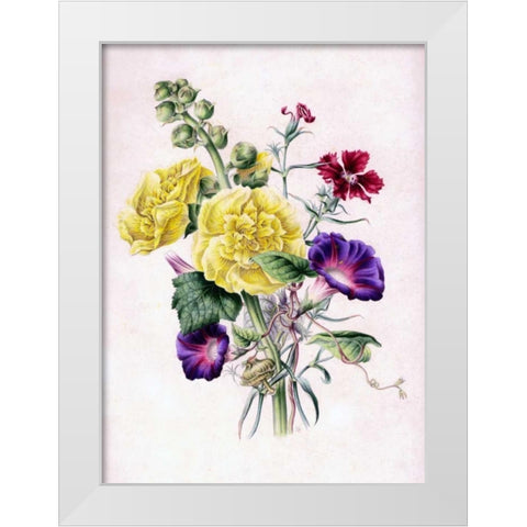 Hollyhocks White Modern Wood Framed Art Print by Andrews, James