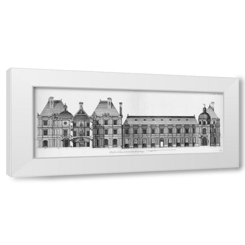 Palais du Luxembourg, Elevation and Section White Modern Wood Framed Art Print by Blondel, Jacques Francois
