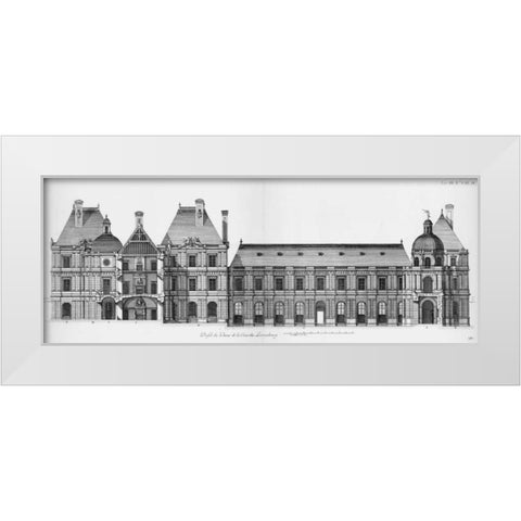Palais du Luxembourg, Elevation and Section White Modern Wood Framed Art Print by Blondel, Jacques Francois