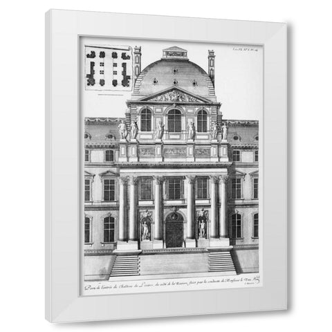 Louvre, Elevation of Entrance, South Facade White Modern Wood Framed Art Print by Blondel, Jacques Francois