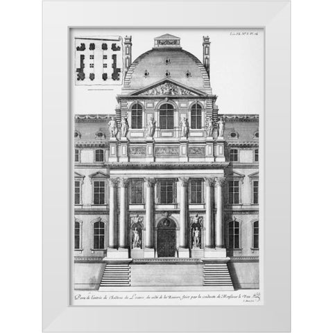 Louvre, Elevation of Entrance, South Facade White Modern Wood Framed Art Print by Blondel, Jacques Francois