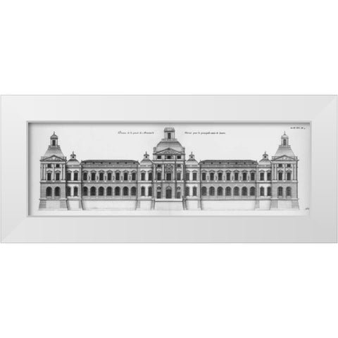 Louvre, Elevation of the Principal Facade White Modern Wood Framed Art Print by Blondel, Jacques Francois